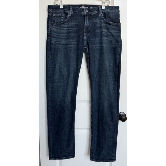 7 For All Mankind Jeans‎ Mens 40X34 Blue Standard Straight Denim Pants Preppy - Picture 1 of 8